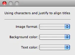 Using characters and justify to align titles